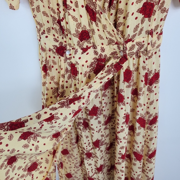 Faithfull the Brand Adela Rose Garden Yellow Red Floral Wrap Maxi Dress 8 - Picture 5 of 9